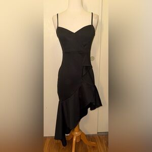 Glamour by Frida asymmetrical high low Elegant Black Dress